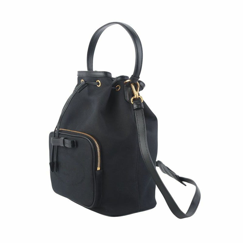 【包稅】PRADA 1BH097 Logo提花織帶水桶包 大 36045Y-1