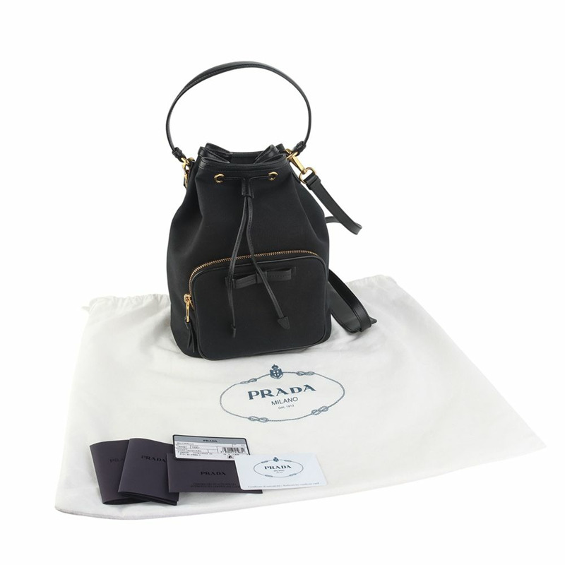 【包稅】PRADA 1BH097 Logo提花織帶水桶包 大 36045Y-7