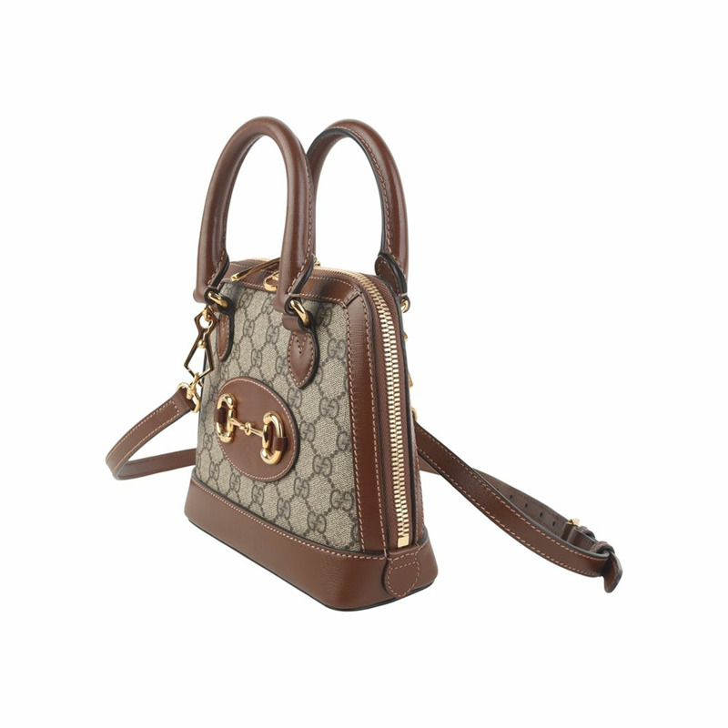 【包稅】GUCCI 640716 GG Supreme 1955 馬銜扣手提迷你斜背包 36119K-1