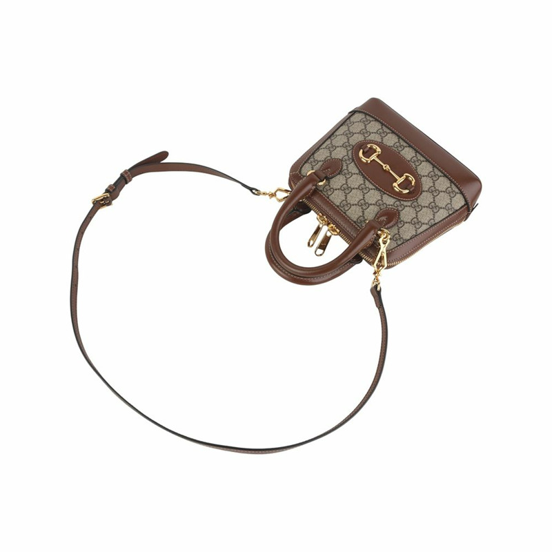 【包稅】GUCCI 640716 GG Supreme 1955 馬銜扣手提迷你斜背包 36119K-3
