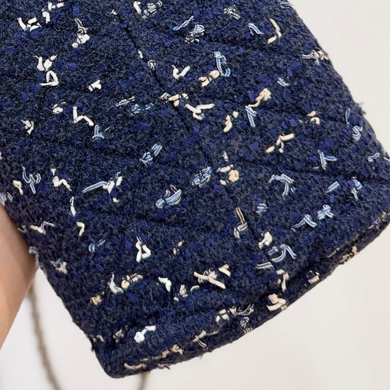 CHANEL 香奈兒 藍色 毛呢 編織 鍊條包 肩背包 側背包-19