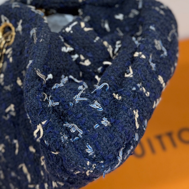 CHANEL 香奈兒 藍色 毛呢 編織 鍊條包 肩背包 側背包-22