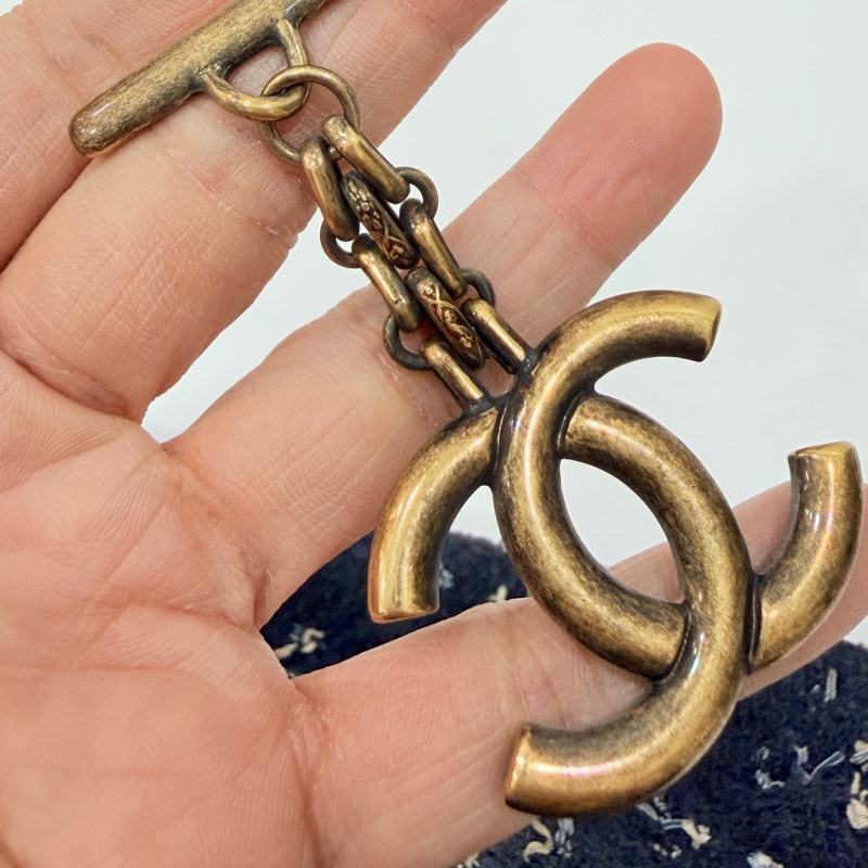 CHANEL 香奈兒 藍色 毛呢 編織 鍊條包 肩背包 側背包-26