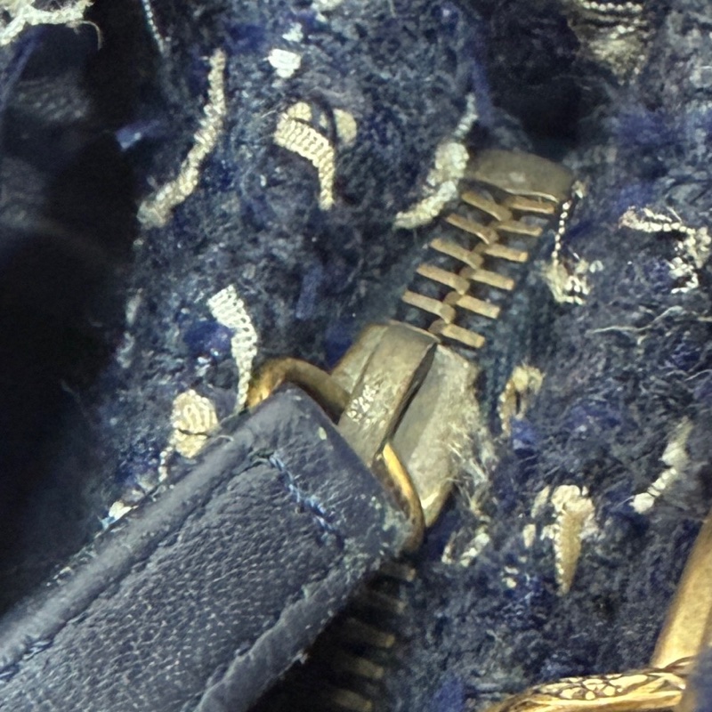 CHANEL 香奈兒 藍色 毛呢 編織 鍊條包 肩背包 側背包-28