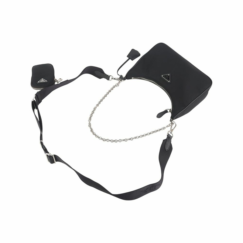 【包稅】PRADA 1BH204 復刻版 Saffiano 皮革飾邊 Re-nylon 斜背包 36127-1-3