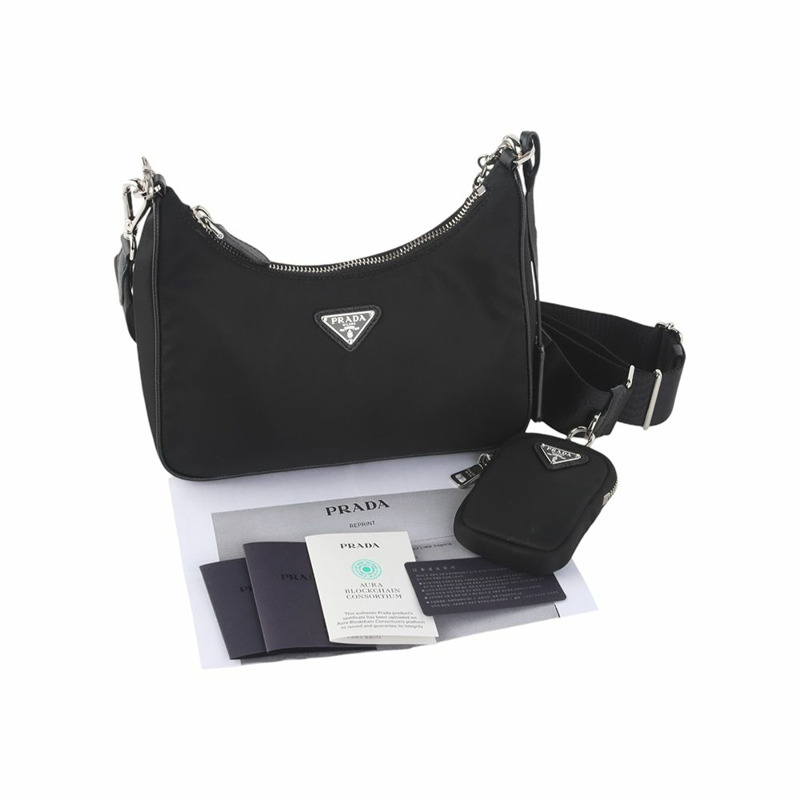 【包稅】PRADA 1BH204 復刻版 Saffiano 皮革飾邊 Re-nylon 斜背包 36127-1-7