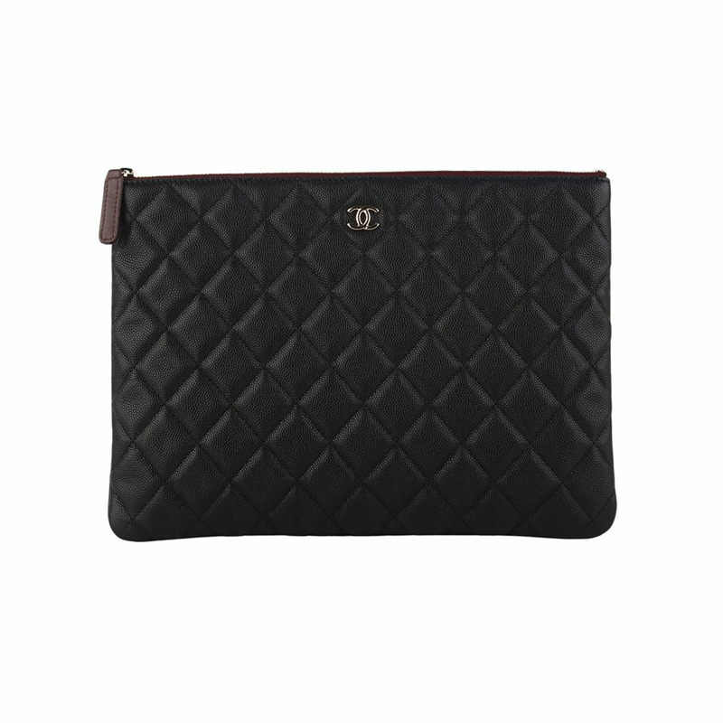 【包稅】CHANEL 魚子醬手拿包 金色 中 36147-3 A82545-0