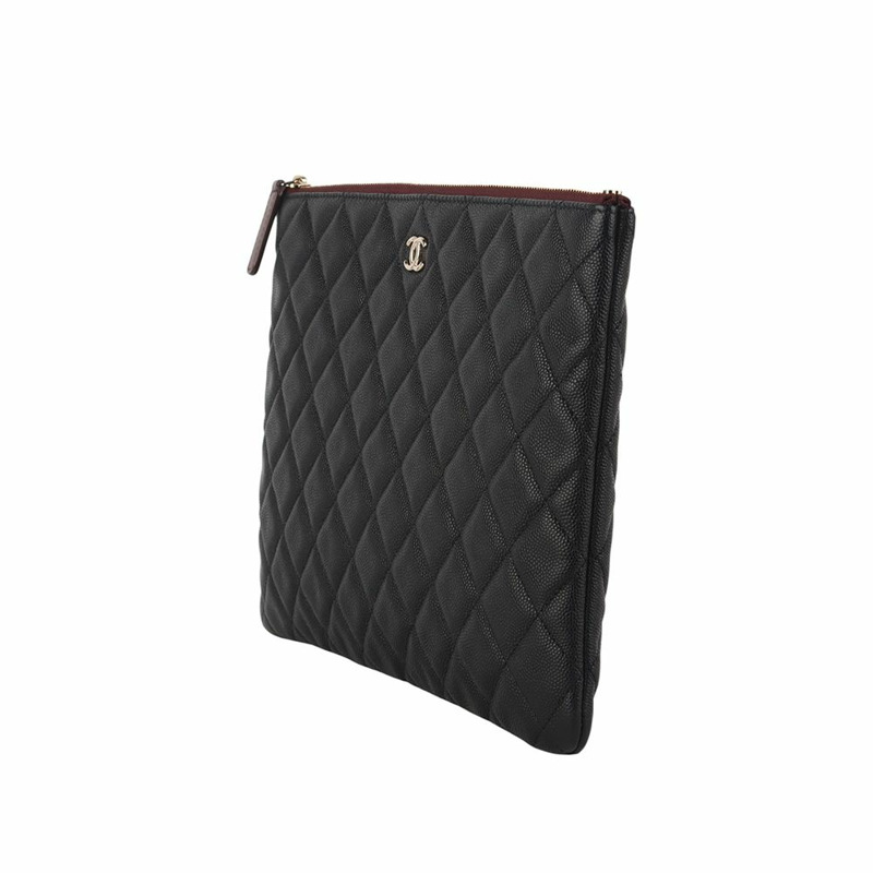 【包稅】CHANEL 魚子醬手拿包 金色 中 36147-3 A82545-1