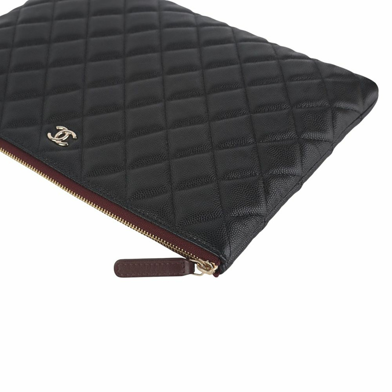 【包稅】CHANEL 魚子醬手拿包 金色 中 36147-3 A82545-3