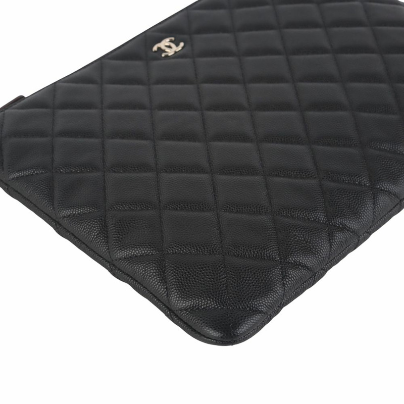 【包稅】CHANEL 魚子醬手拿包 金色 中 36147-3 A82545-4