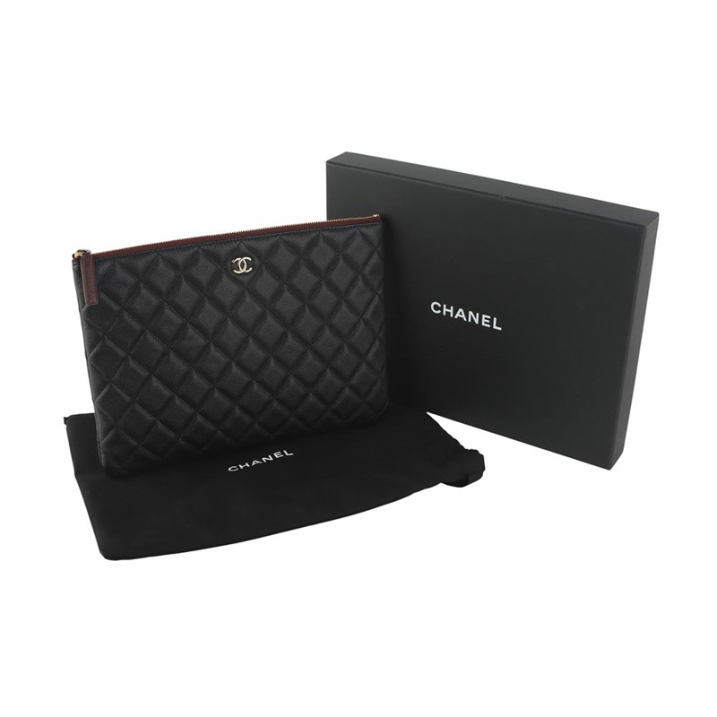 【包稅】CHANEL 魚子醬手拿包 金色 中 36147-3 A82545-7