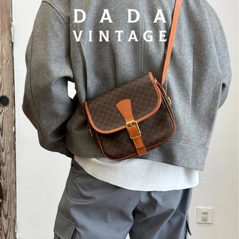 Celine凱旋門中古老花郵差包/馬鞍包 斜挎包