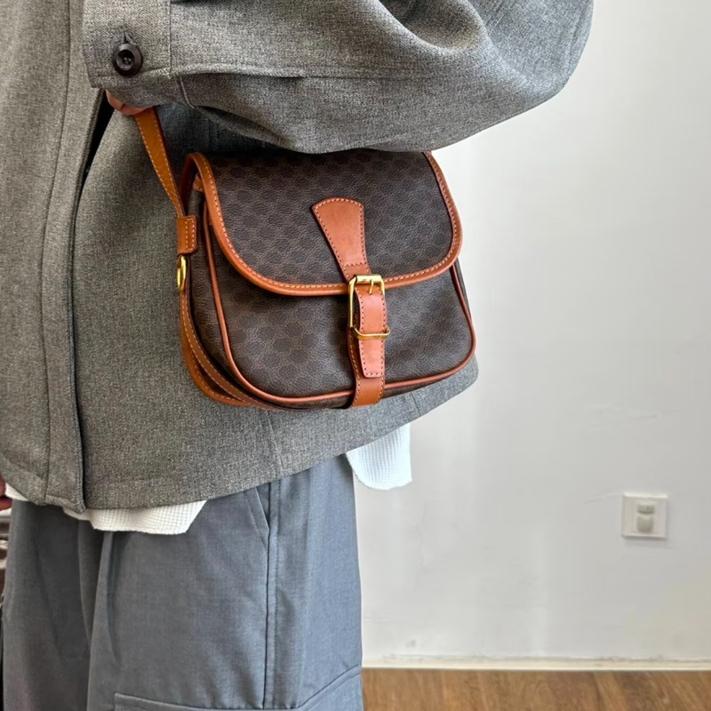 Celine凱旋門中古老花郵差包/馬鞍包 斜挎包-2