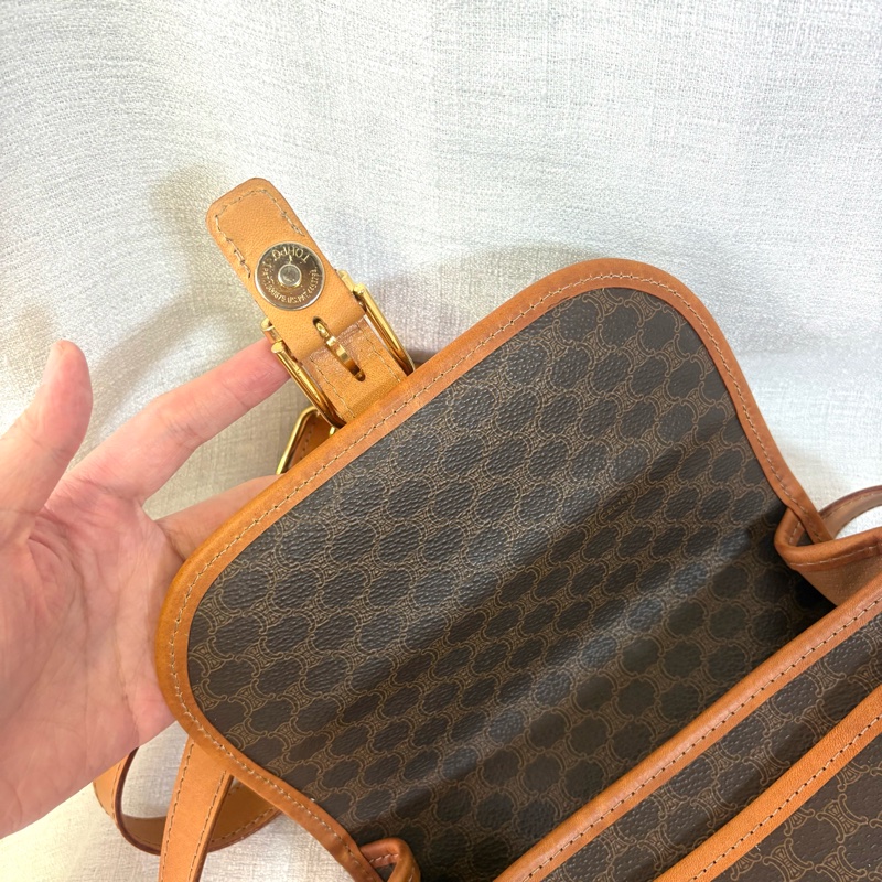 Celine凱旋門中古老花郵差包/馬鞍包 斜挎包-11