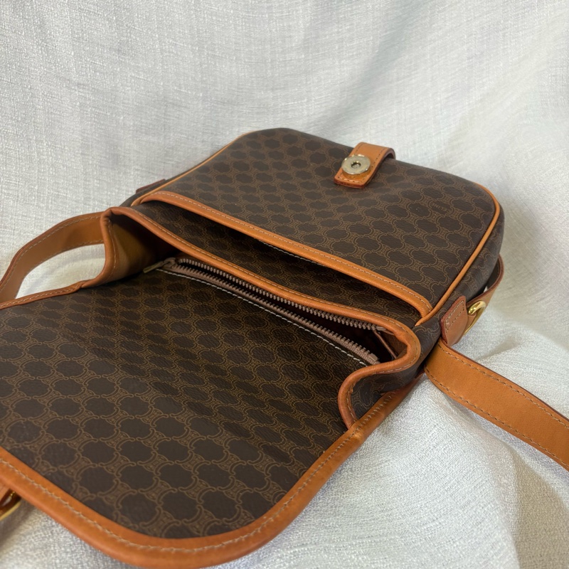 Celine凱旋門中古老花郵差包/馬鞍包 斜挎包-13