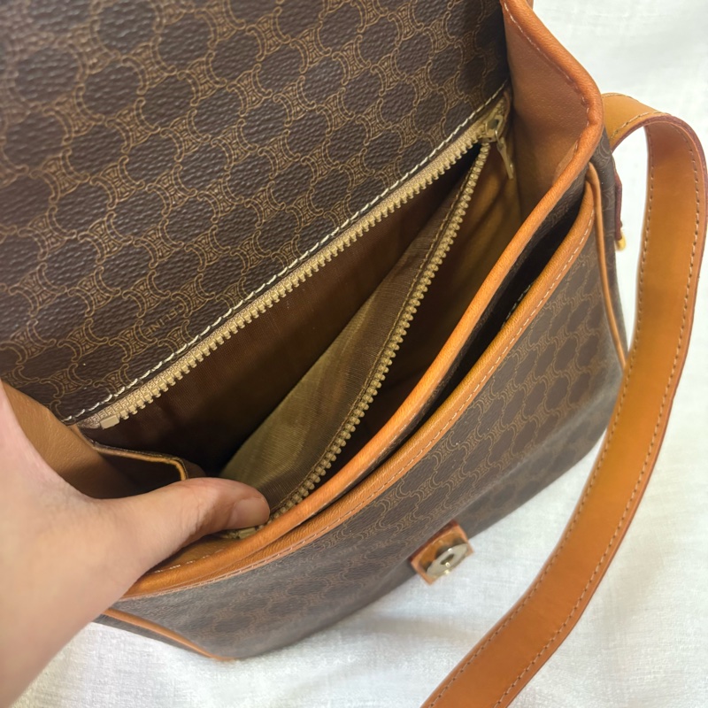 Celine凱旋門中古老花郵差包/馬鞍包 斜挎包-17
