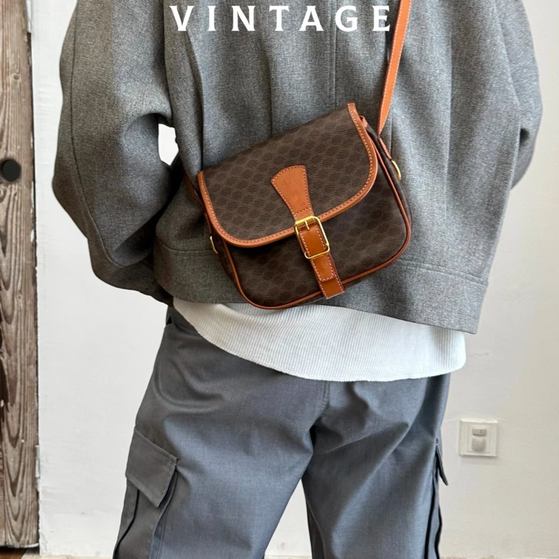 Celine凱旋門中古老花郵差包/馬鞍包 斜挎包-28