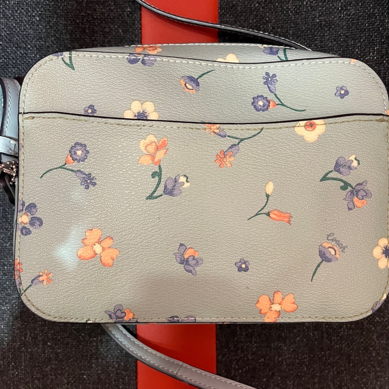 coach 藍色小花相機包-1