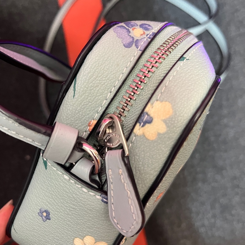coach 藍色小花相機包-4