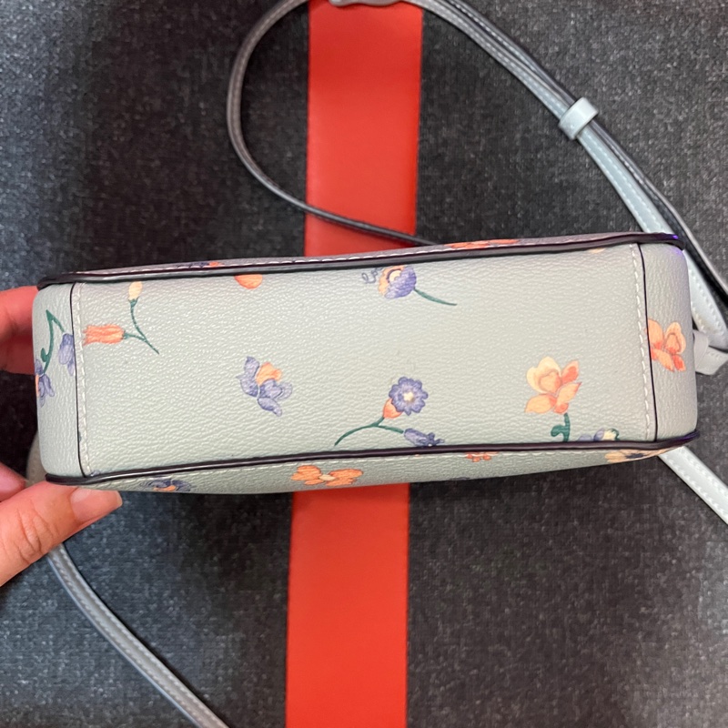 coach 藍色小花相機包-8