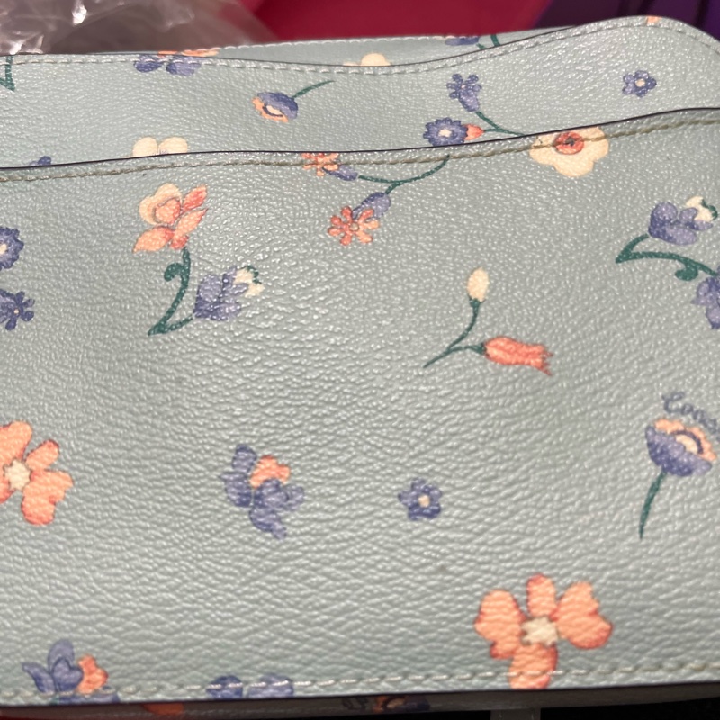 coach 藍色小花相機包-12