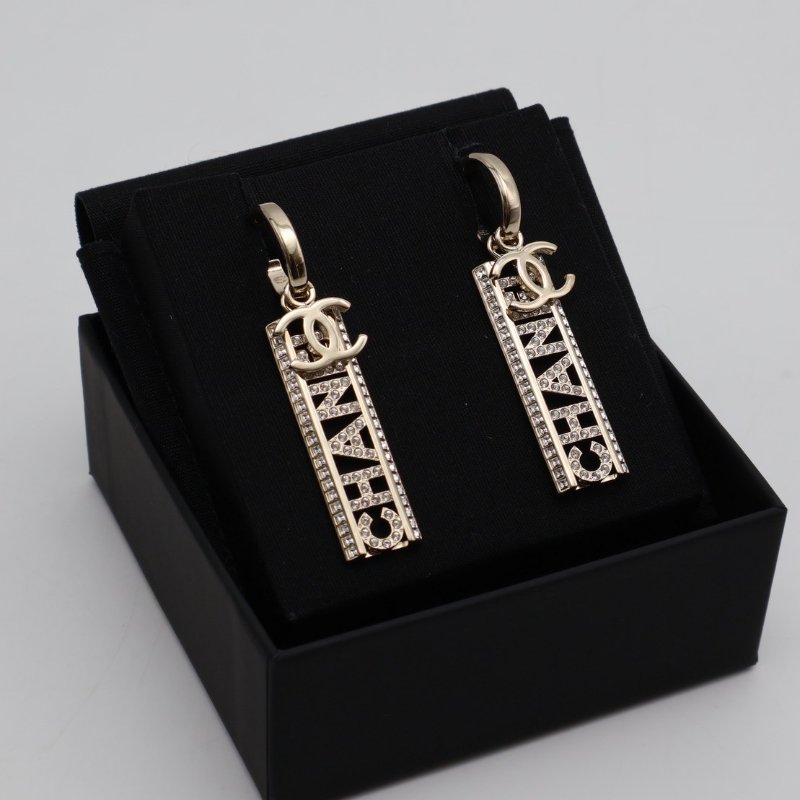 CHANEL 24C水鑽CHANEL雙C吊墜耳環-0