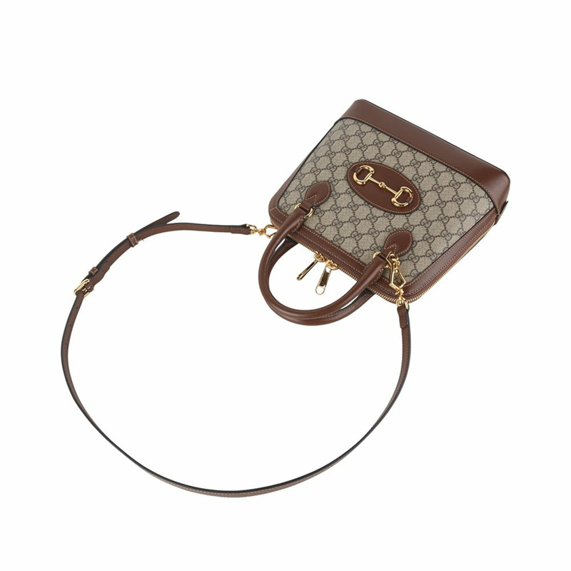 【包稅】GUCCI 621220 GG Supreme 1955 馬銜扣手提小號斜挎包 36154-3