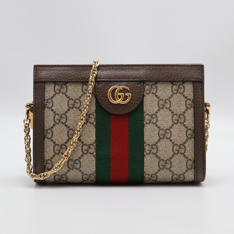 GUCCI Ophidia紅綠織帶夾子包- mini烏木色-0