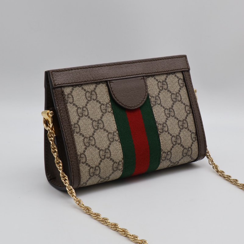 GUCCI Ophidia紅綠織帶夾子包- mini烏木色-1