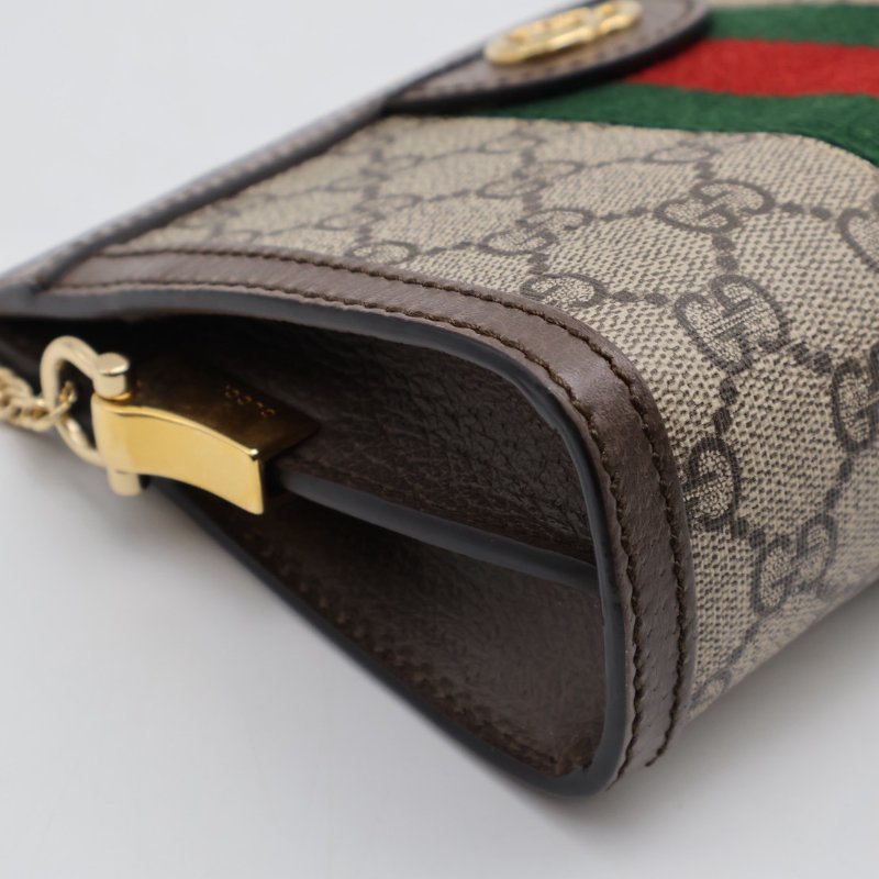 GUCCI Ophidia紅綠織帶夾子包- mini烏木色-6