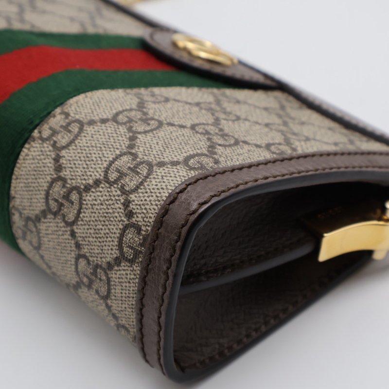 GUCCI Ophidia紅綠織帶夾子包- mini烏木色-7