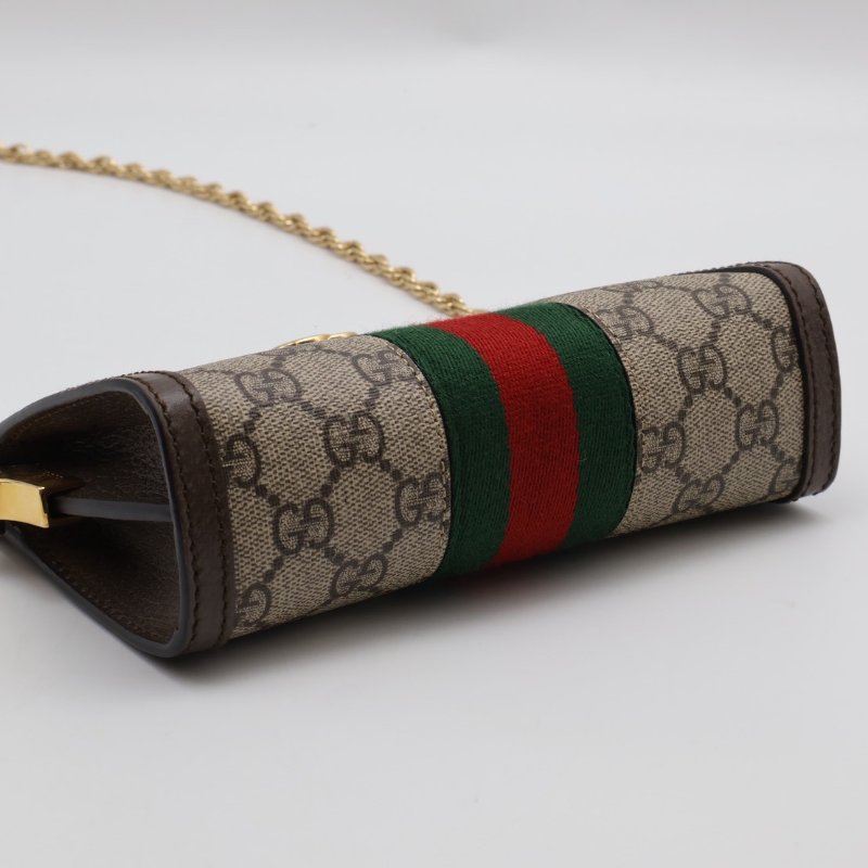 GUCCI Ophidia紅綠織帶夾子包- mini烏木色-8