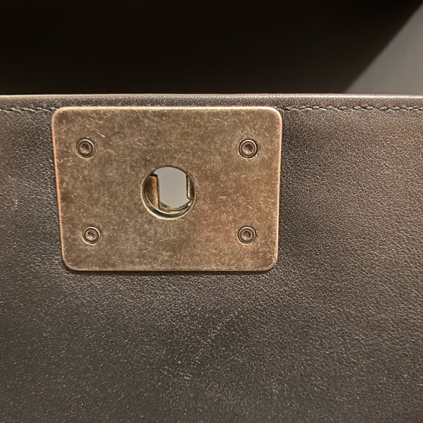 Chanel Boy25 黑色復古銀鍊山形紋 光滑牛皮-11