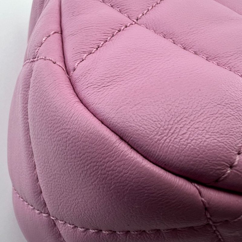 香奈兒 22S 粉紫色羊皮粗鍊條金扣方胖子包-12