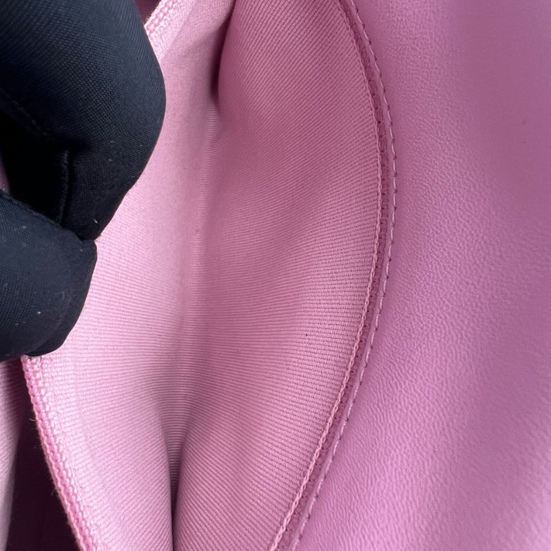 香奈兒 22S 粉紫色羊皮粗鍊條金扣方胖子包-14