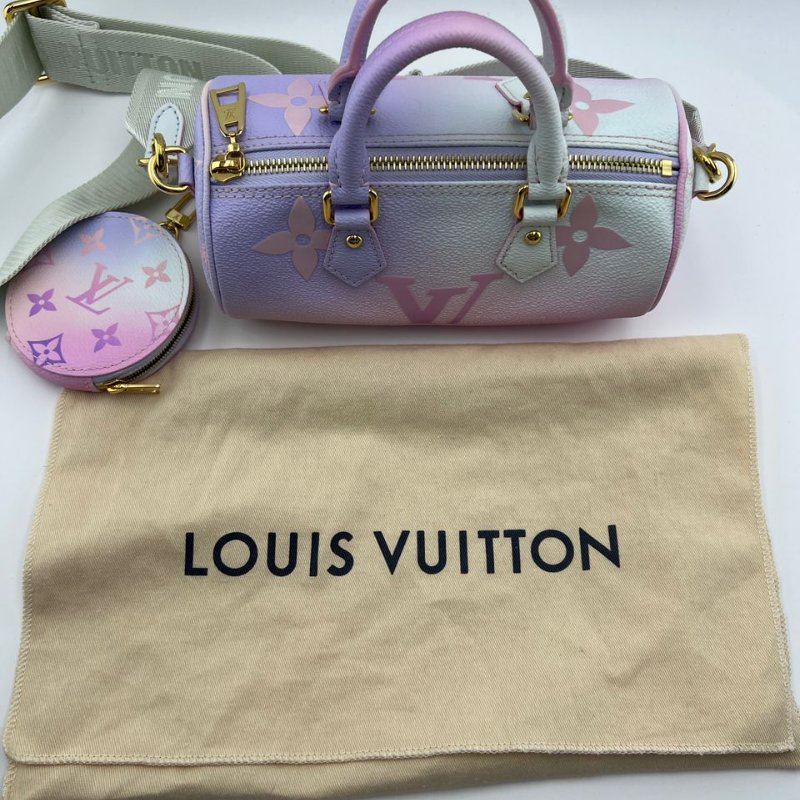 路易威登 Papillon BB 漸層粉紫老花圓筒包-3