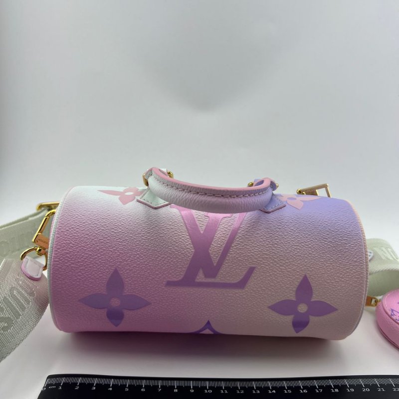 路易威登 Papillon BB 漸層粉紫老花圓筒包-7