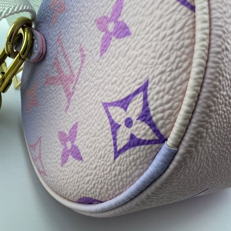 路易威登 Papillon BB 漸層粉紫老花圓筒包-8