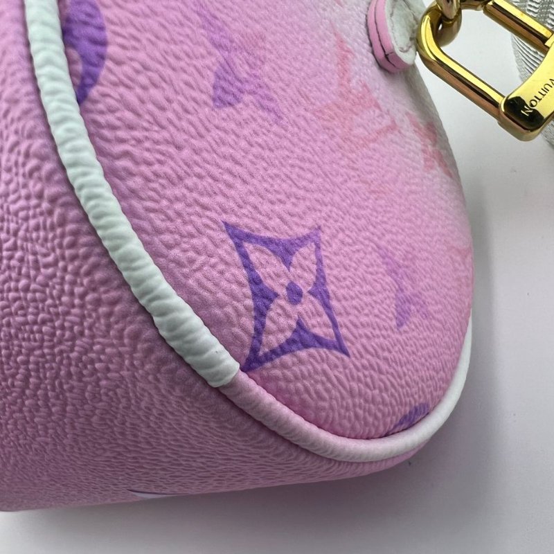 路易威登 Papillon BB 漸層粉紫老花圓筒包-9