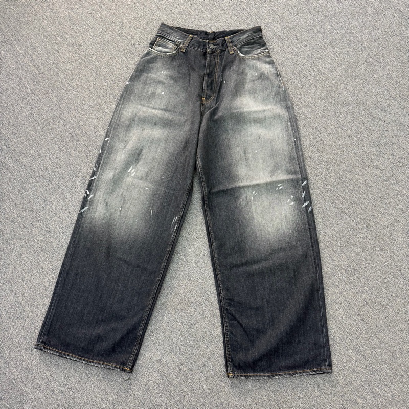 Acne Studios 2026春夏貨 噴墨寬鬆牛仔褲 黑色 男女同款-0