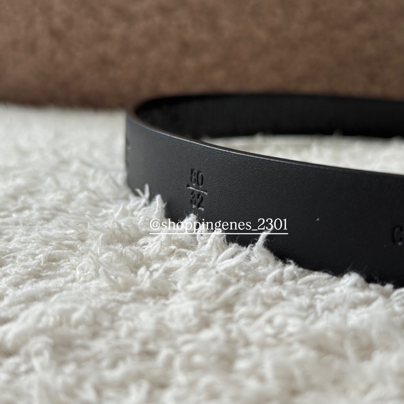 香奈兒 Chanel 25A 橢圓菱格紋淡金釦 窄版皮帶 尺寸80-8