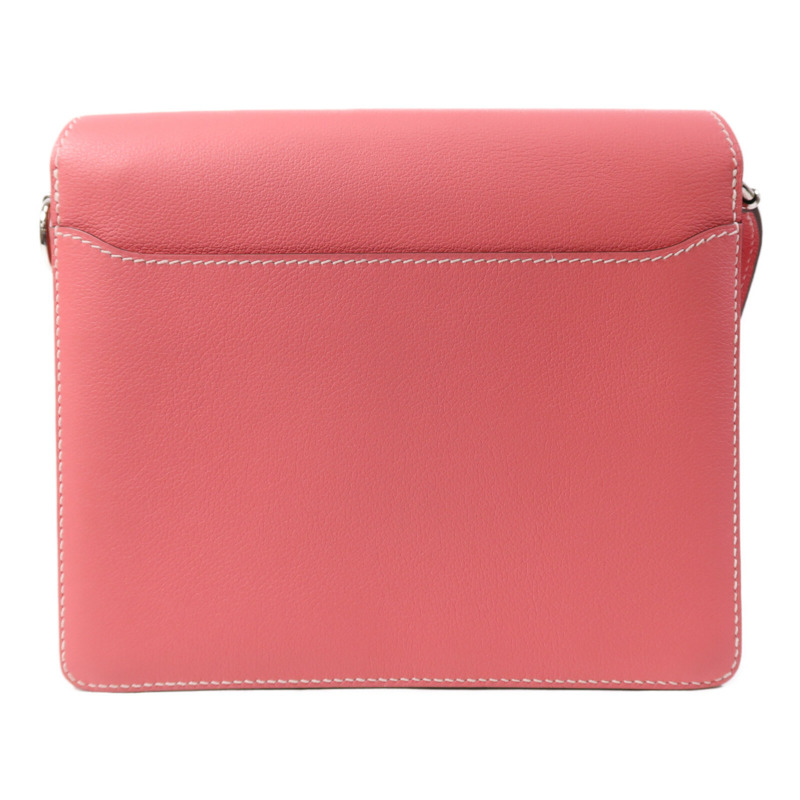 HERMES Evercolor皮革Roulis 23銀扣肩背袋Rose Azalee-1