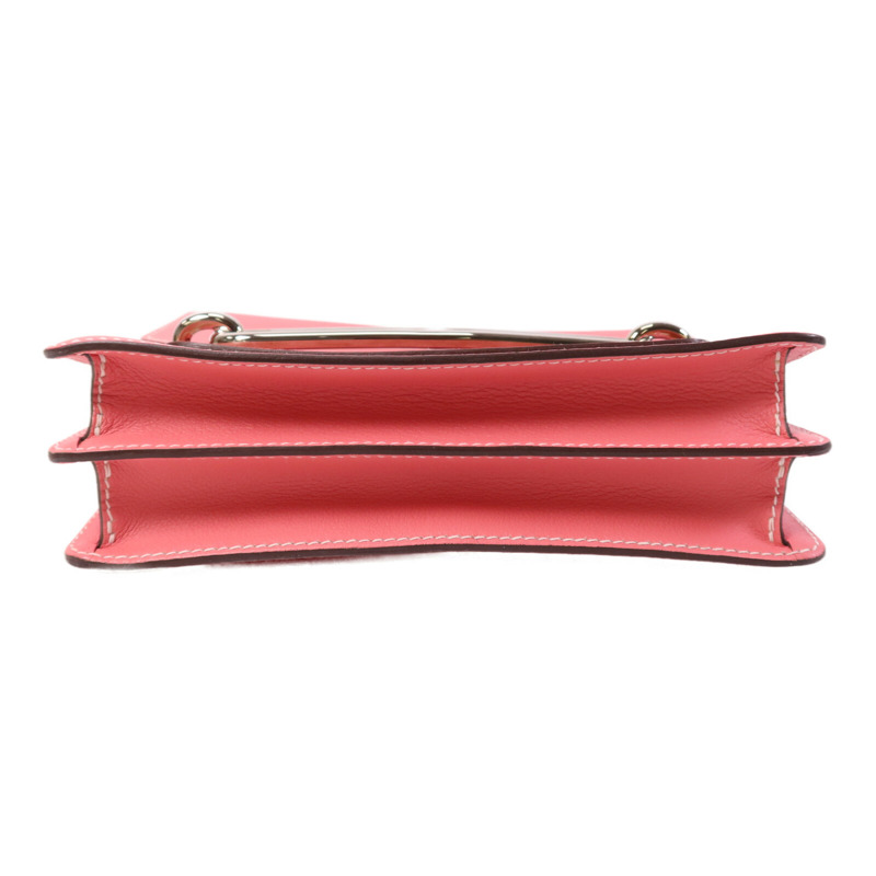 HERMES Evercolor皮革Roulis 23銀扣肩背袋Rose Azalee-3