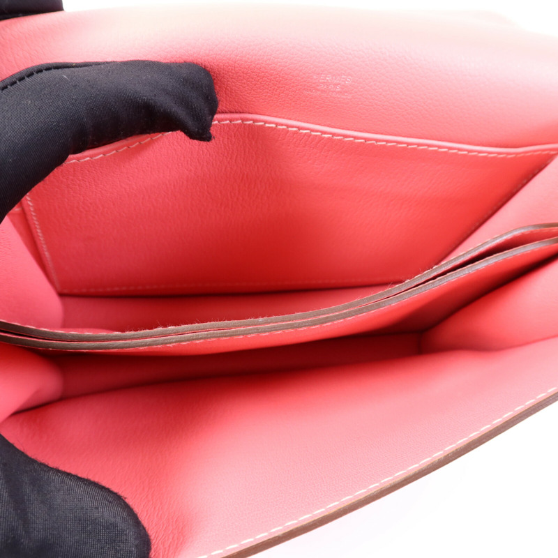 HERMES Evercolor皮革Roulis 23銀扣肩背袋Rose Azalee-4