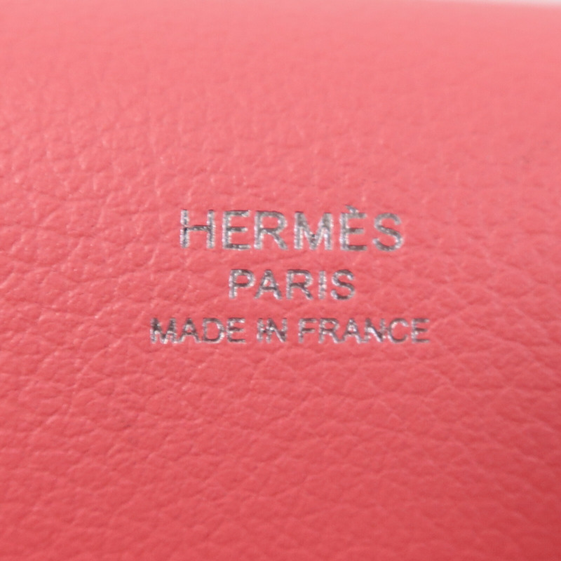 HERMES Evercolor皮革Roulis 23銀扣肩背袋Rose Azalee-5