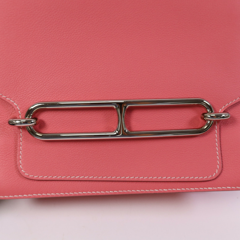 HERMES Evercolor皮革Roulis 23銀扣肩背袋Rose Azalee-6