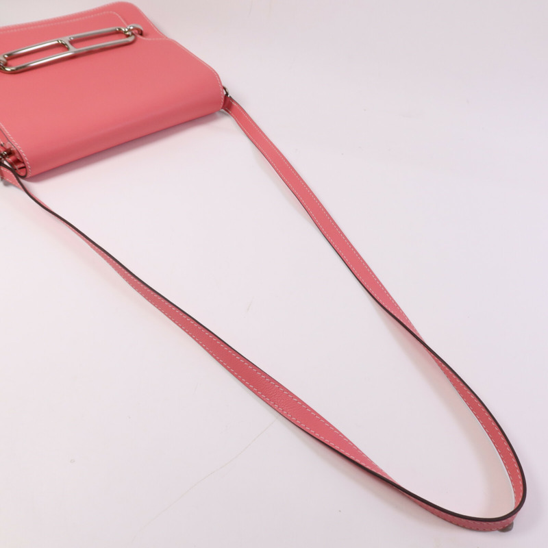 HERMES Evercolor皮革Roulis 23銀扣肩背袋Rose Azalee-8