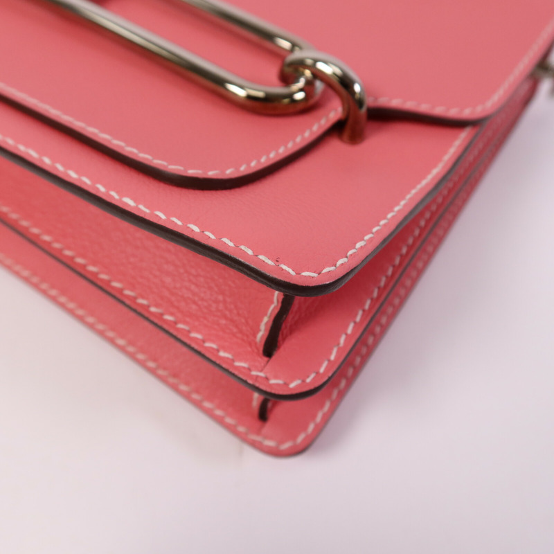 HERMES Evercolor皮革Roulis 23銀扣肩背袋Rose Azalee-9