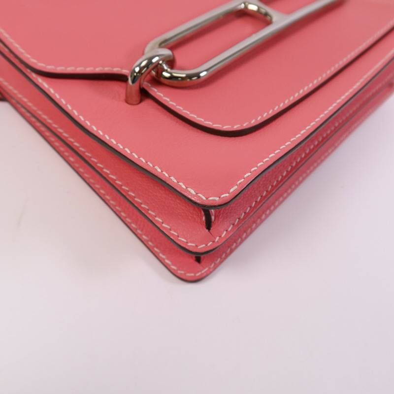 HERMES Evercolor皮革Roulis 23銀扣肩背袋Rose Azalee-10