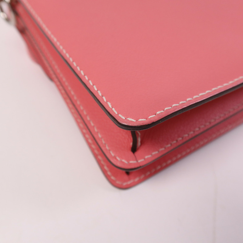 HERMES Evercolor皮革Roulis 23銀扣肩背袋Rose Azalee-12
